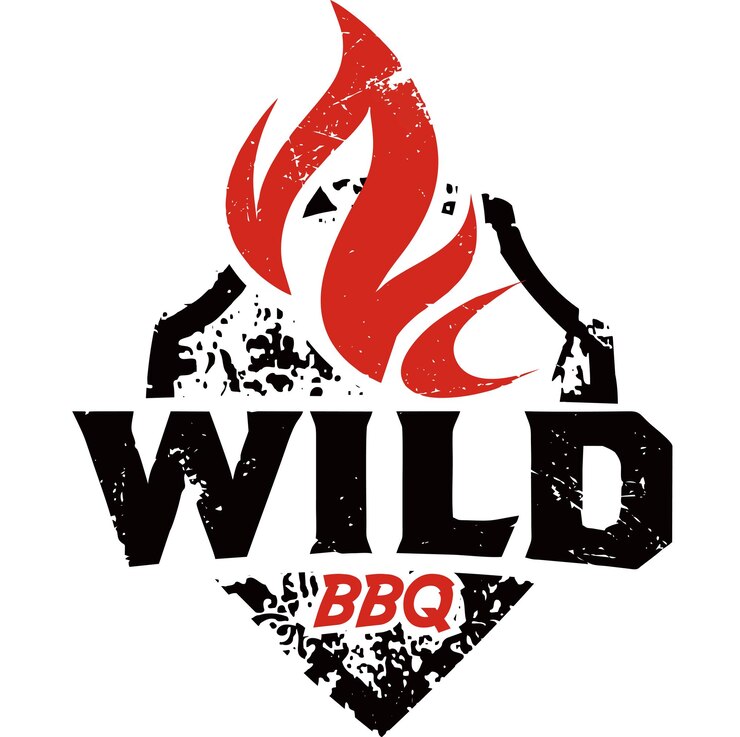 Vector ilustración vectorial logo barbacoa salvaje rústico aislado sobre fondo blanco