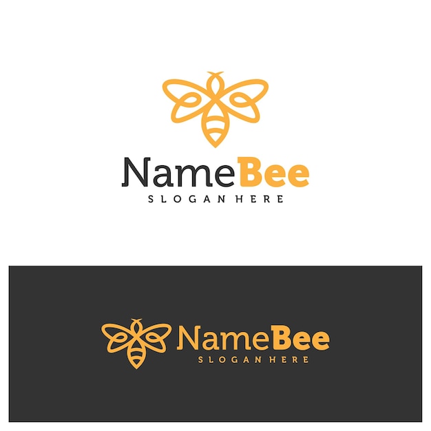 Ilustración vectorial del logotipo de la abeja Arte de la línea Template de concepto de diseño del logotipio de la Abeja