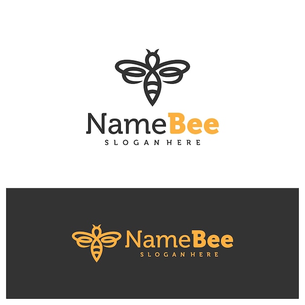 Ilustración vectorial del logotipo de la abeja Arte de la línea Template de concepto de diseño del logotipio de la Abeja