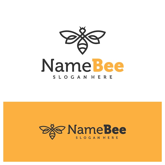 Ilustración vectorial del logotipo de la abeja Arte de la línea Template de concepto de diseño del logotipio de la Abeja