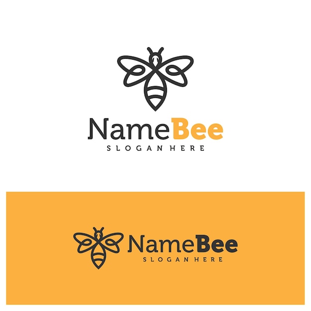 Ilustración vectorial del logotipo de la abeja Arte de la línea Template de concepto de diseño del logotipio de la Abeja