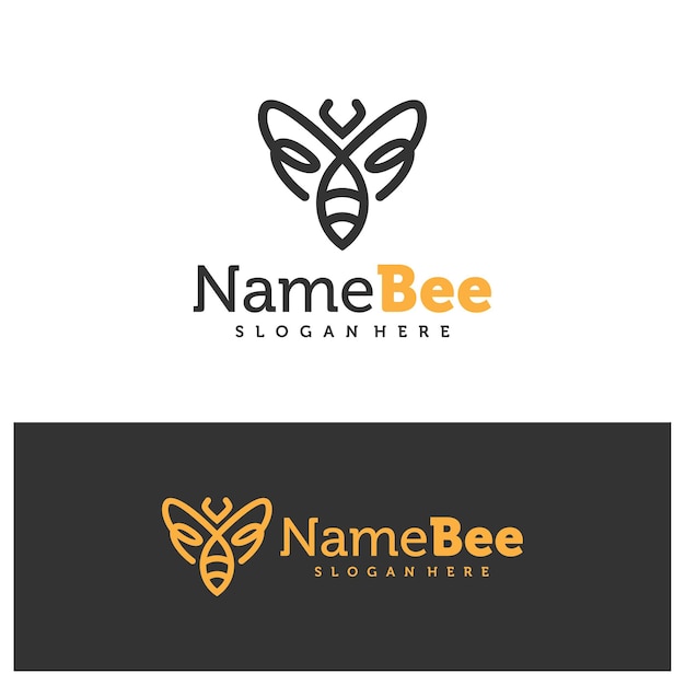 Ilustración vectorial del logotipo de la abeja Arte de la línea Template de concepto de diseño del logotipio de la Abeja