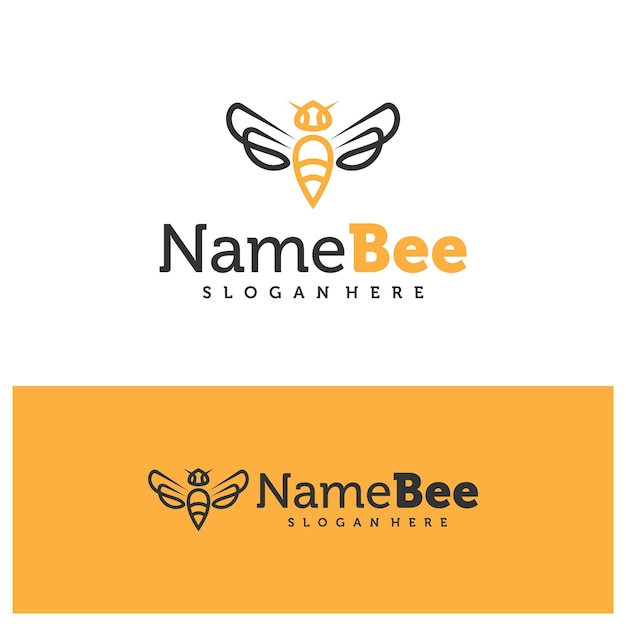 Ilustración vectorial del logotipo de la abeja Arte de la línea Template de concepto de diseño del logotipio de la Abeja
