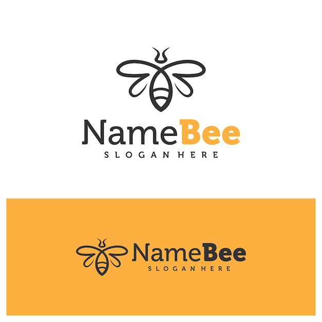 Ilustración vectorial del logotipo de la abeja Arte de la línea Template de concepto de diseño del logotipio de la Abeja