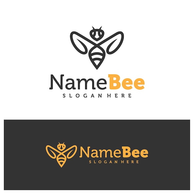 Ilustración vectorial del logotipo de la abeja Arte de la línea Template de concepto de diseño del logotipio de la Abeja