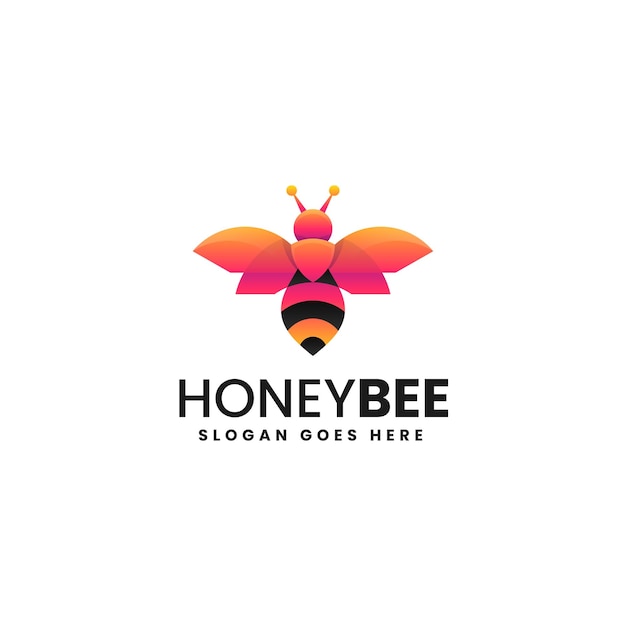 Ilustración vectorial del logotipo de la abeja de miel Gradiente estilo colorido