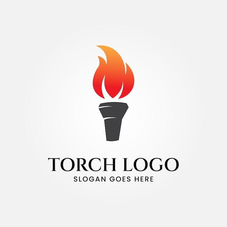 Vector ilustración vectorial del logotipo de la antorcha de fuego diseño de línea de arte logotipo minimalista