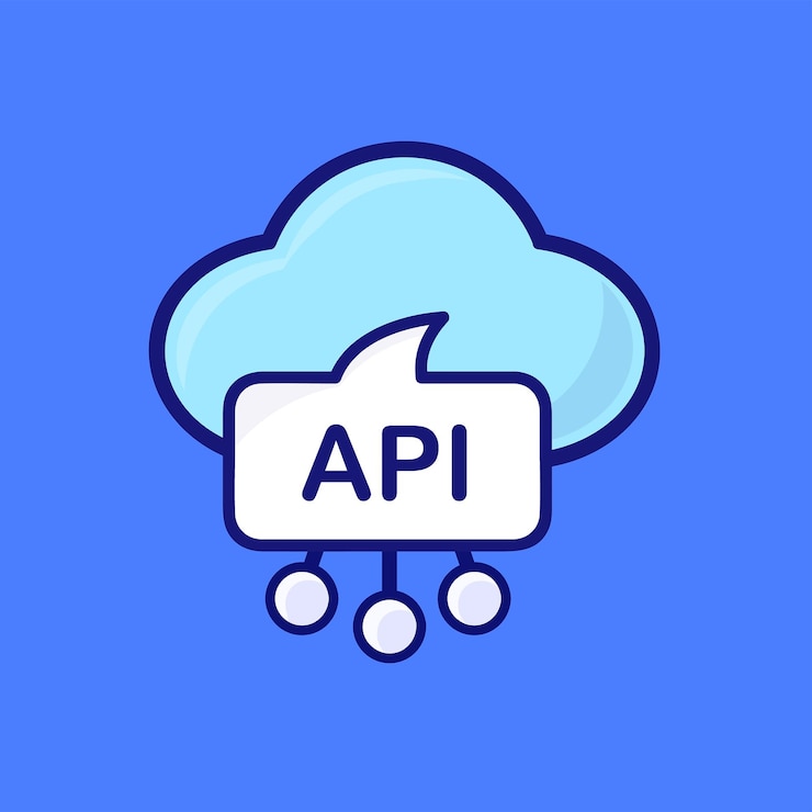 Vector ilustración vectorial del logotipo api desarrollo de tecnología en la nube programación de diseño plano