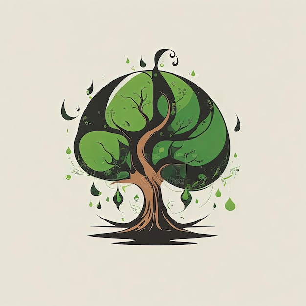 ilustración vectorial logotipo árbol diseño ambiental