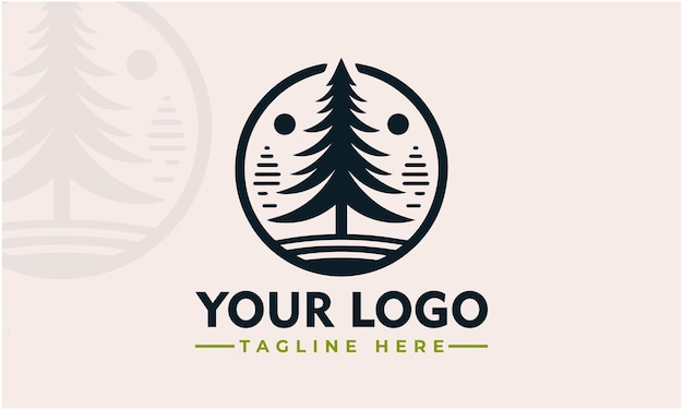 Ilustración vectorial del logotipo del árbol de pino Geometría del diseño vectorial de la naturaleza