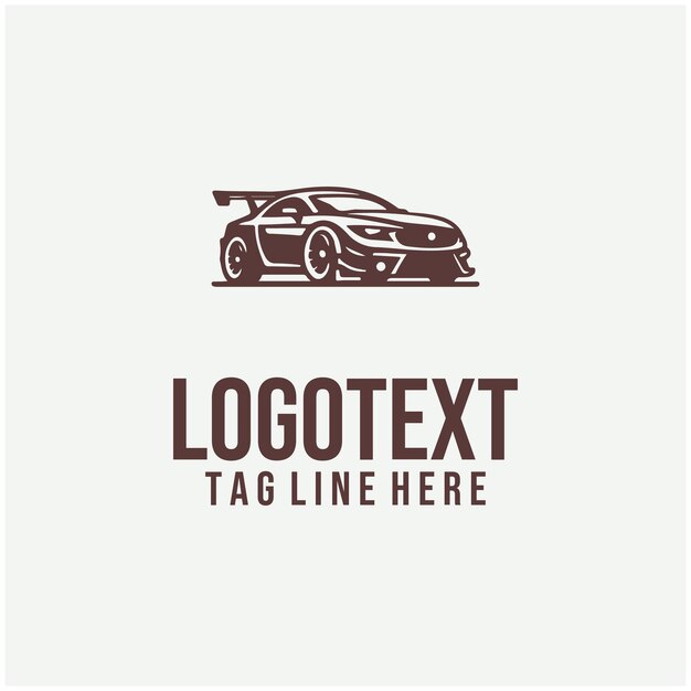 Ilustración vectorial del logotipo de un automóvil deportivo lineal
