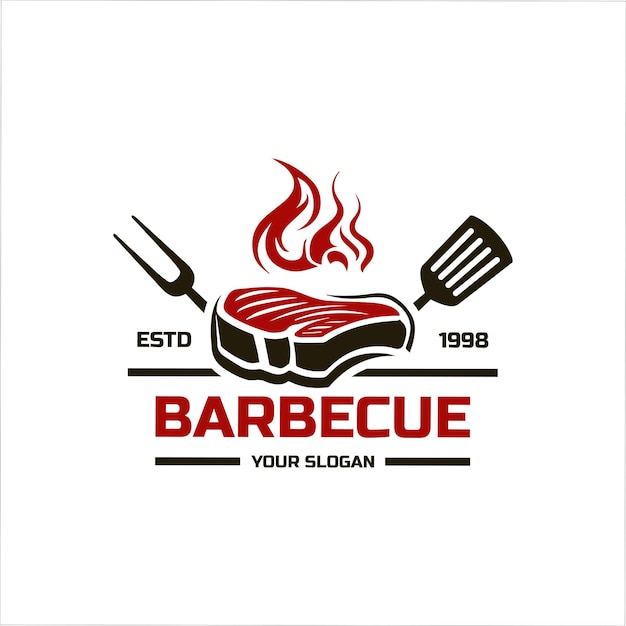 Ilustración vectorial del logotipo de barbacoa plantilla de logotipo de parrilla de humo de barbacoa