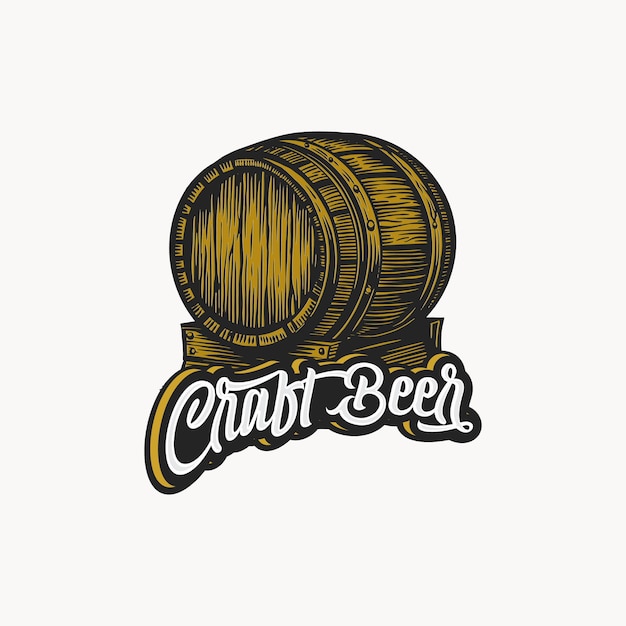 Vector ilustración vectorial del logotipo del barril de cerveza de madera de la cerveza artesanal