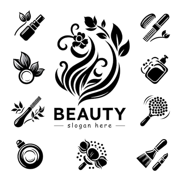 Ilustración vectorial del logotipo de belleza en fondo blanco