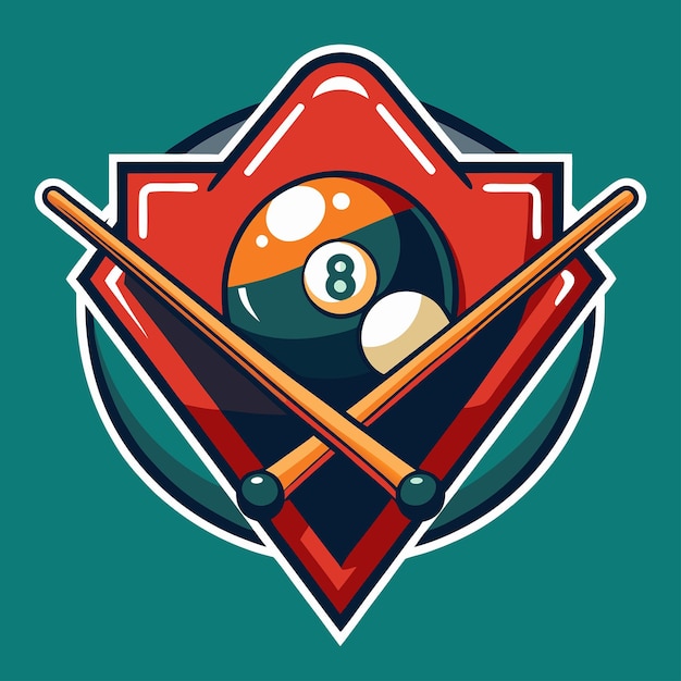 Ilustración vectorial de un logotipo de bola de billar con diseño artístico