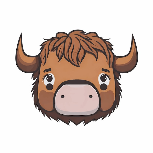 Ilustración vectorial del logotipo de bufalo estilo kawaii icono de personaje animal