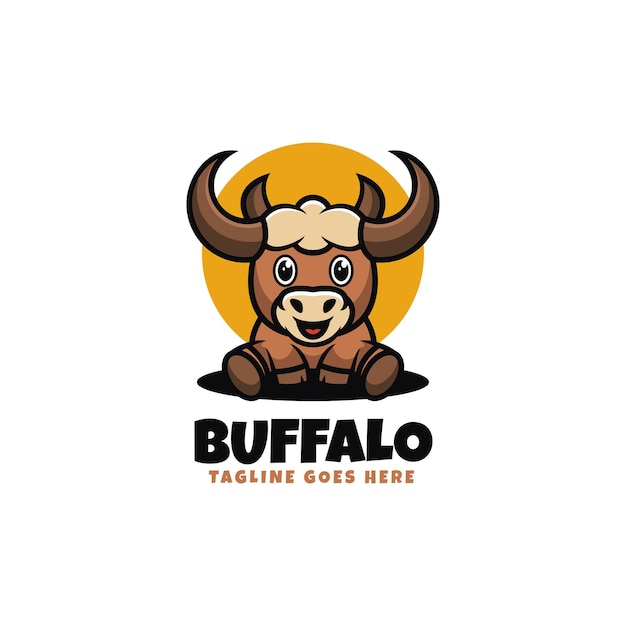 Vector ilustración vectorial del logotipo buffalo mascot estilo de dibujos animados