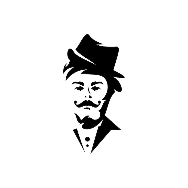 ilustración vectorial de un logotipo de caballero con sombrero