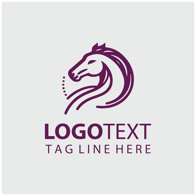 Ilustración vectorial del logotipo del caballo lineal