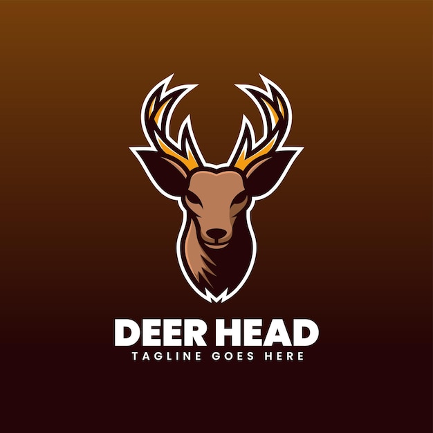 Ilustración vectorial del logotipo Cabeza de ciervo Estilo de mascota simple