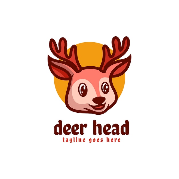 Ilustración vectorial del logotipo Cabeza de ciervo Mascota Estilo de dibujos animados