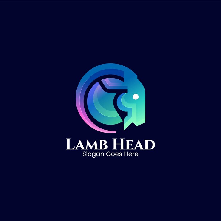 Vector ilustración vectorial del logotipo cabeza de cordero gradiente estilo colorido