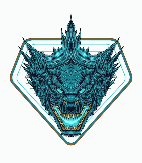 Ilustración vectorial del logotipo de la cabeza de Godzilla
