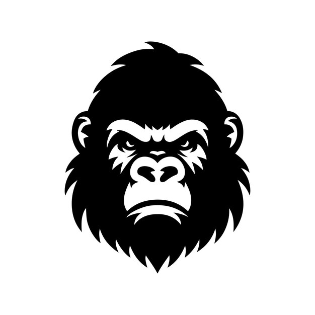 Ilustración vectorial del logotipo de la cabeza de gorila enojada Cara de gorila sobre fondo blanco