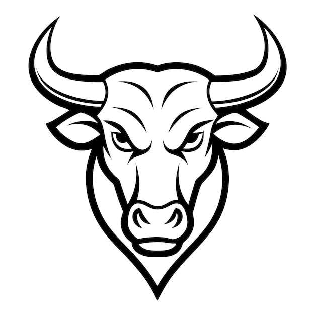 Ilustración vectorial del logotipo de la cabeza de toro mínima con líneas limpias y diseño moderno audaz