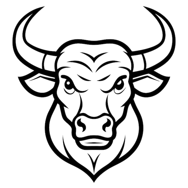 Ilustración vectorial del logotipo de la cabeza de toro mínima con líneas limpias y diseño moderno audaz