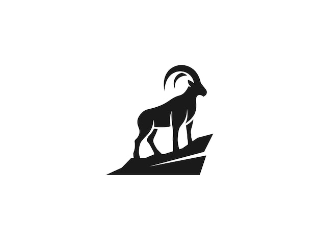 Ilustración vectorial del logotipo de la cabra icono vectorial de la silueta de la montaña de la cabra