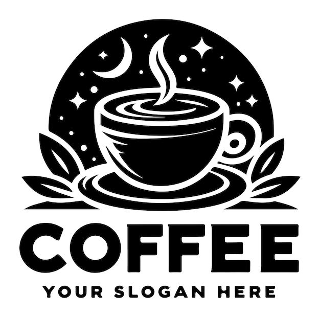 Vector ilustración vectorial del logotipo de la cafetería silueta de color negro