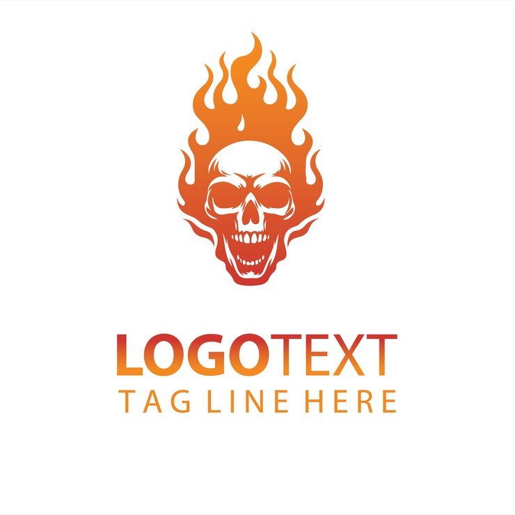 Vector ilustración vectorial del logotipo de la calavera en llamas
