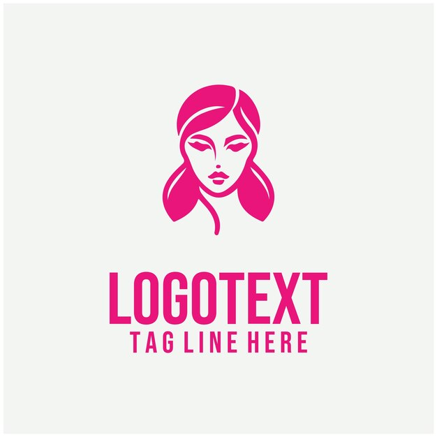 Ilustración vectorial del logotipo de la cara de la dama lineal