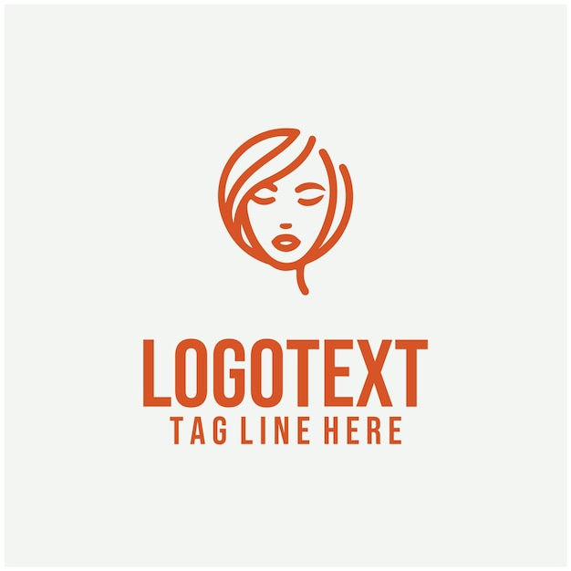 Ilustración vectorial del logotipo de la cara de la dama lineal