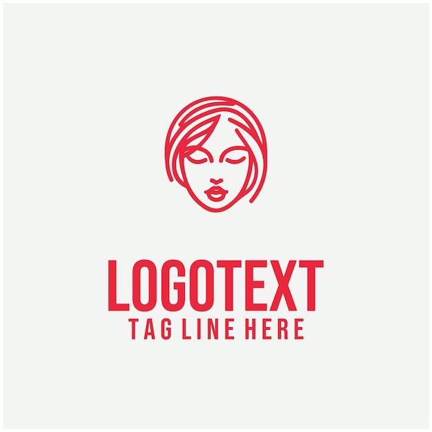 Ilustración vectorial del logotipo de la cara de la dama lineal