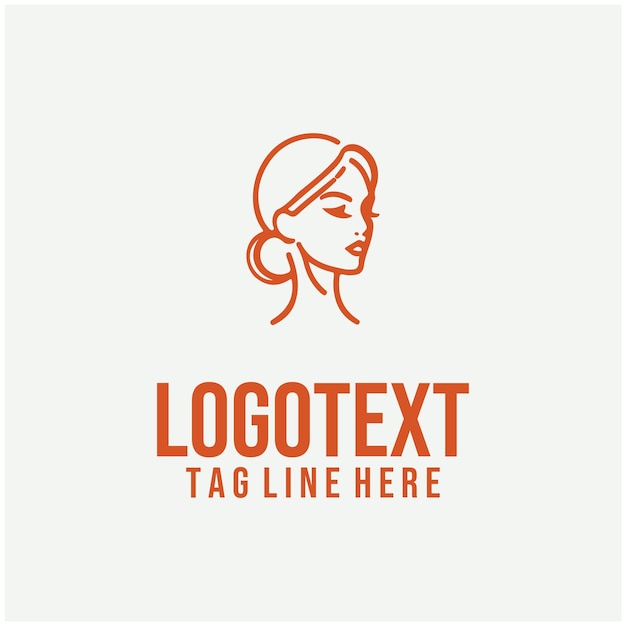 Ilustración vectorial del logotipo de la cara de la dama lineal