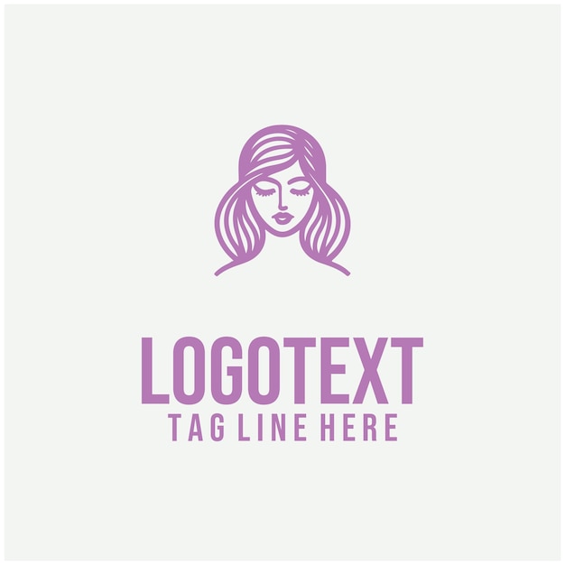 Ilustración vectorial del logotipo de la cara de la dama lineal