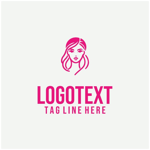 Ilustración vectorial del logotipo de la cara de la dama lineal