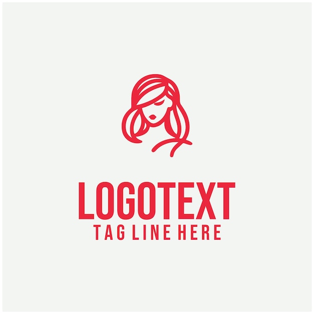 Ilustración vectorial del logotipo de la cara de la dama lineal