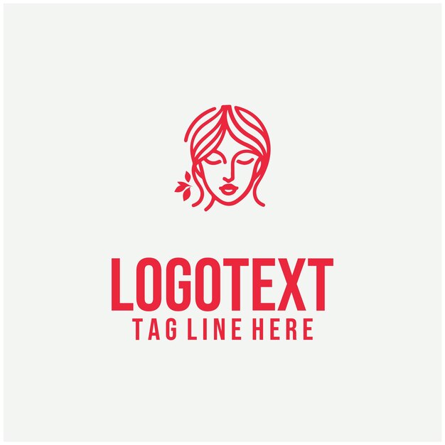 Ilustración vectorial del logotipo de la cara de la dama lineal