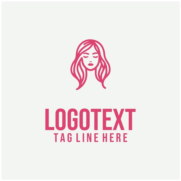 Ilustración vectorial del logotipo de la cara de la dama lineal