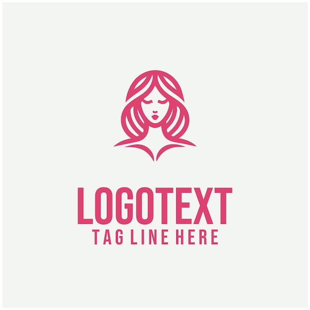 Ilustración vectorial del logotipo de la cara de la dama lineal