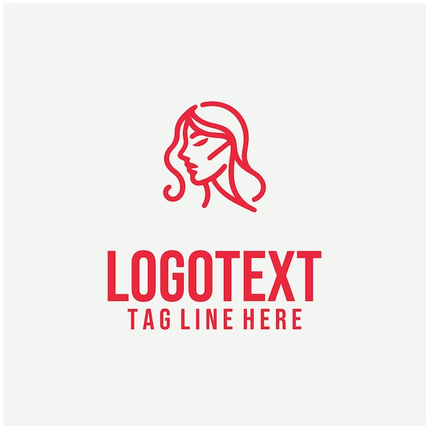 Ilustración vectorial del logotipo de la cara de la dama lineal