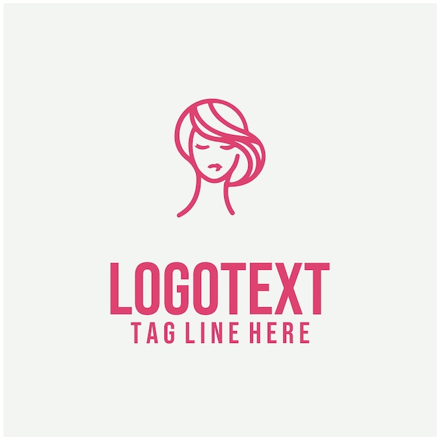 Ilustración vectorial del logotipo de la cara de la dama lineal