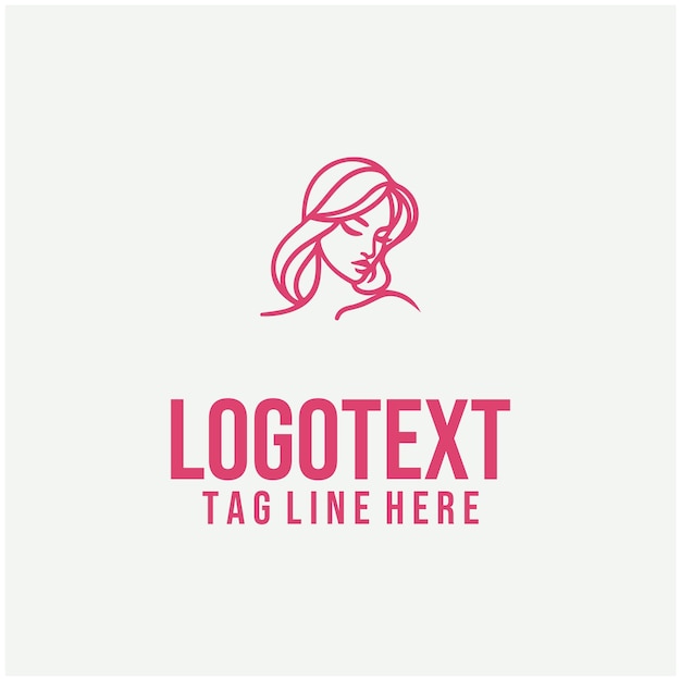 Ilustración vectorial del logotipo de la cara de la dama lineal