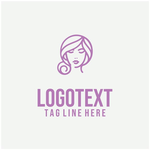 Ilustración vectorial del logotipo de la cara de la dama lineal
