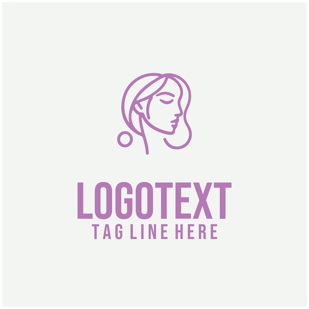 Ilustración vectorial del logotipo de la cara de la dama lineal