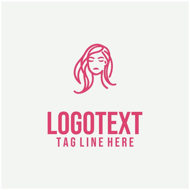 Ilustración vectorial del logotipo de la cara de la dama lineal