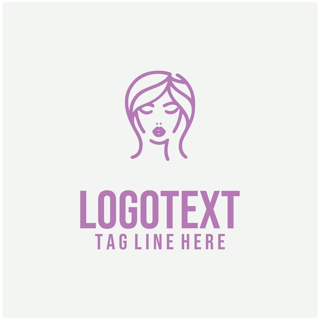 Ilustración vectorial del logotipo de la cara de la dama lineal